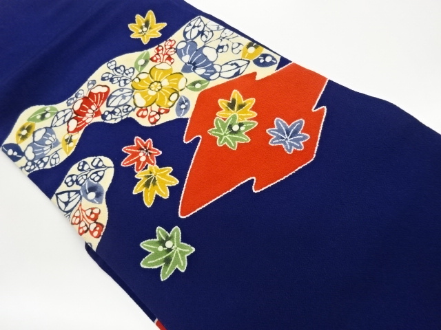JAPANESE NAGOYA OBI / CHIRIMEN / KATAZOME / MICHINAGADORI